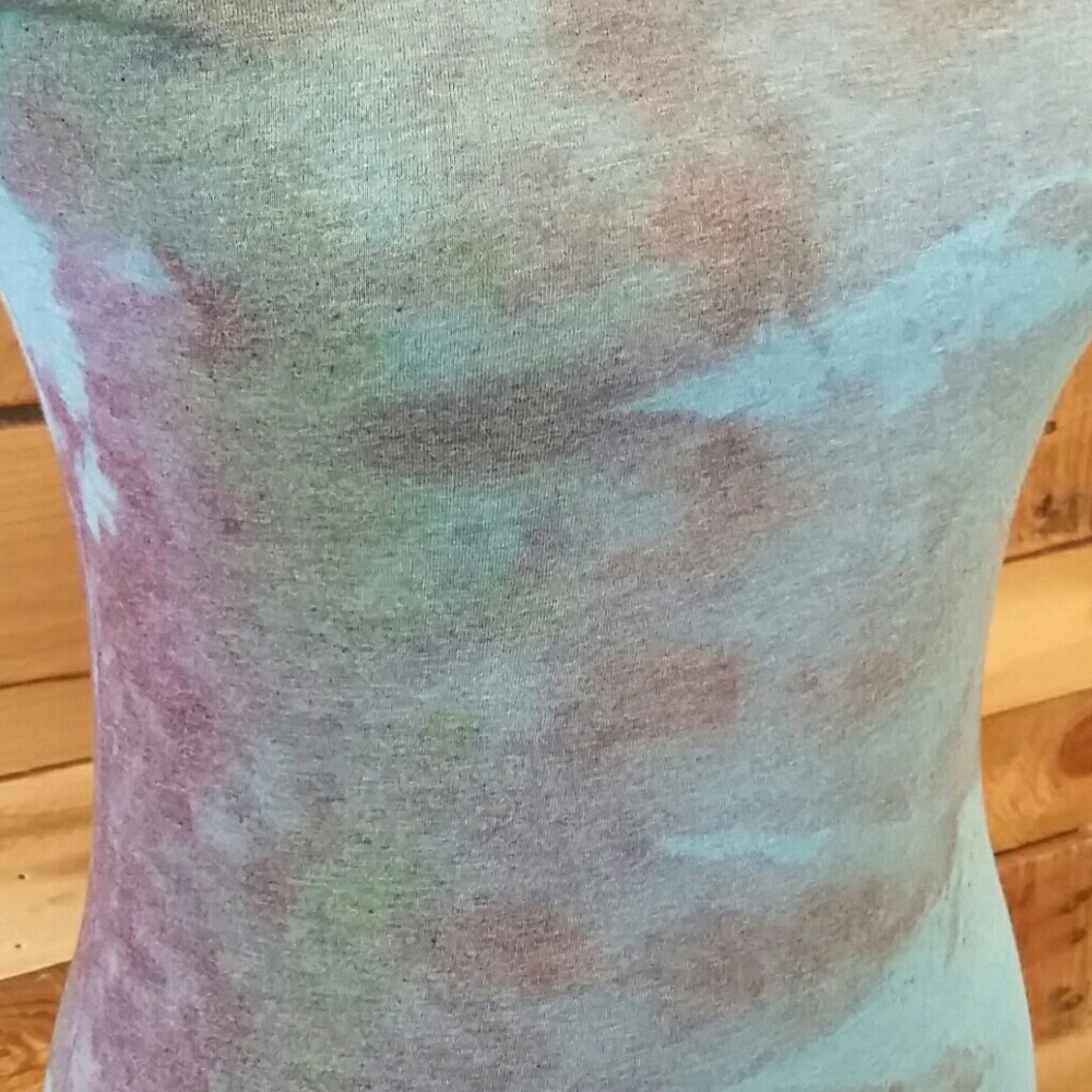 Hand tie dyed turquoise The Girl In Grey t-shirt size S - Picture 3 of 4